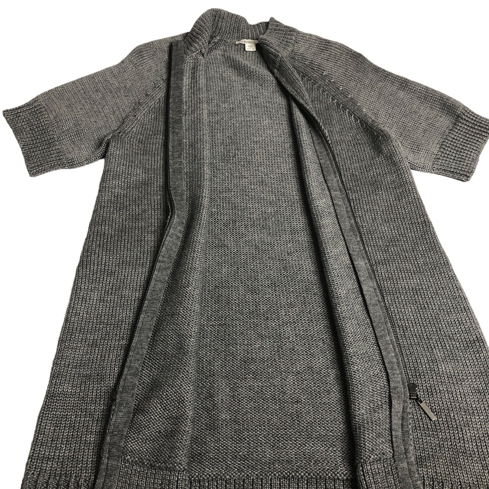 Coldwater Creek Longline Sweater Womens L Gray Zip Mock Neck Tunic Wool Blend - Picture 8 of 13